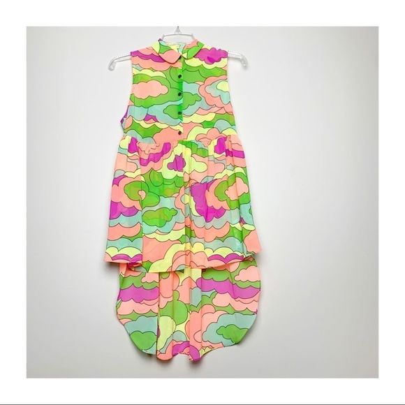 Nanette Lepore Neon Sheer Hi-low Tunic Keyhole Sz S NWOT Barbiecore - Picture 7 of 16